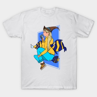 Aesthetic witch and fish design T-Shirt